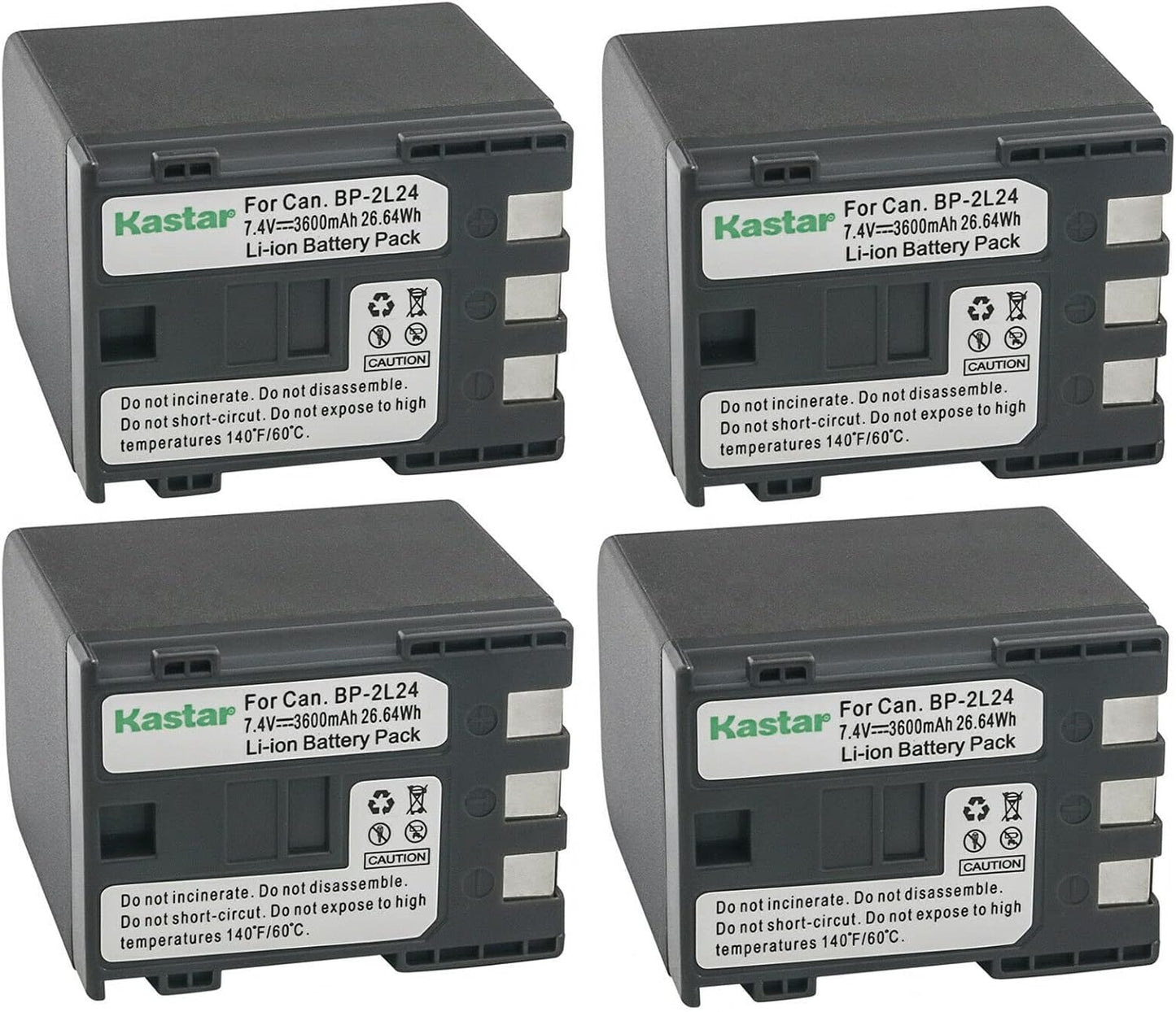 Kastar NB-2L24 Battery 4-Pack for Canon Cameras 7.4V