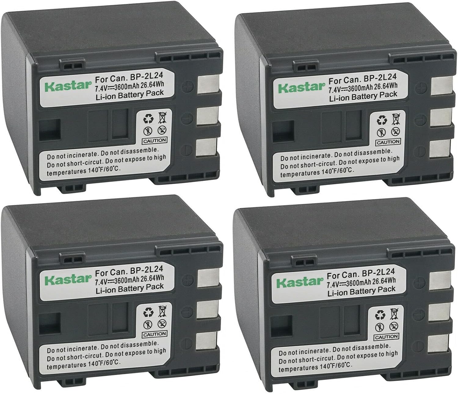 Kastar NB-2L24 Battery 4-Pack for Canon Cameras 7.4V