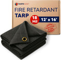 Fire Retardant Canvas Tarp 12 ft x 16 ft - Heavy Duty 18 MIL