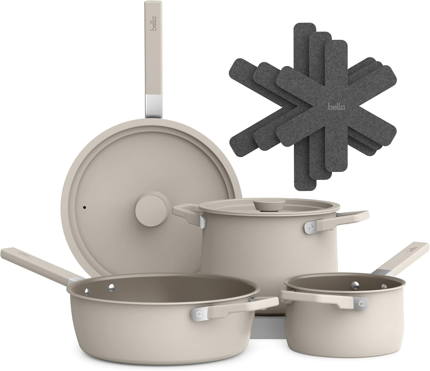 bella 9 Piece Ceramic Nonstick Cookware Set for Every Kitchen