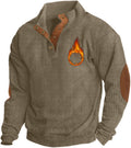 Mens Casual Corduroy Sweatshirt Stand Collar 1/4 Button Pullover
