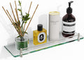 16 Inch Glass Bathroom Shelves Brushed Nickel Floating Shelf - Sleek