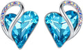 Leafael Heart Birthstone Crystal Stud Earrings - Gift for Women