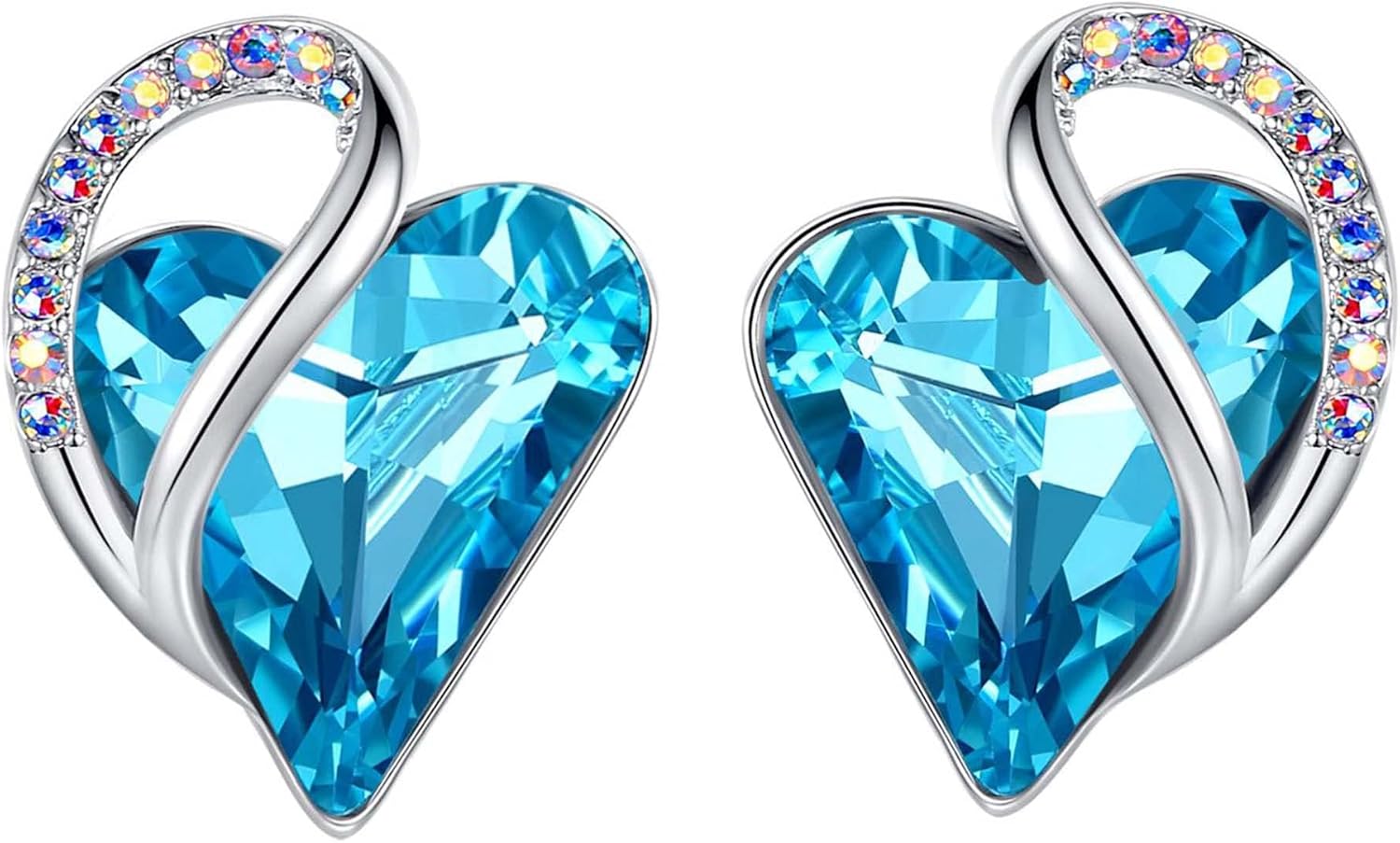 Leafael Heart Birthstone Crystal Stud Earrings for Women