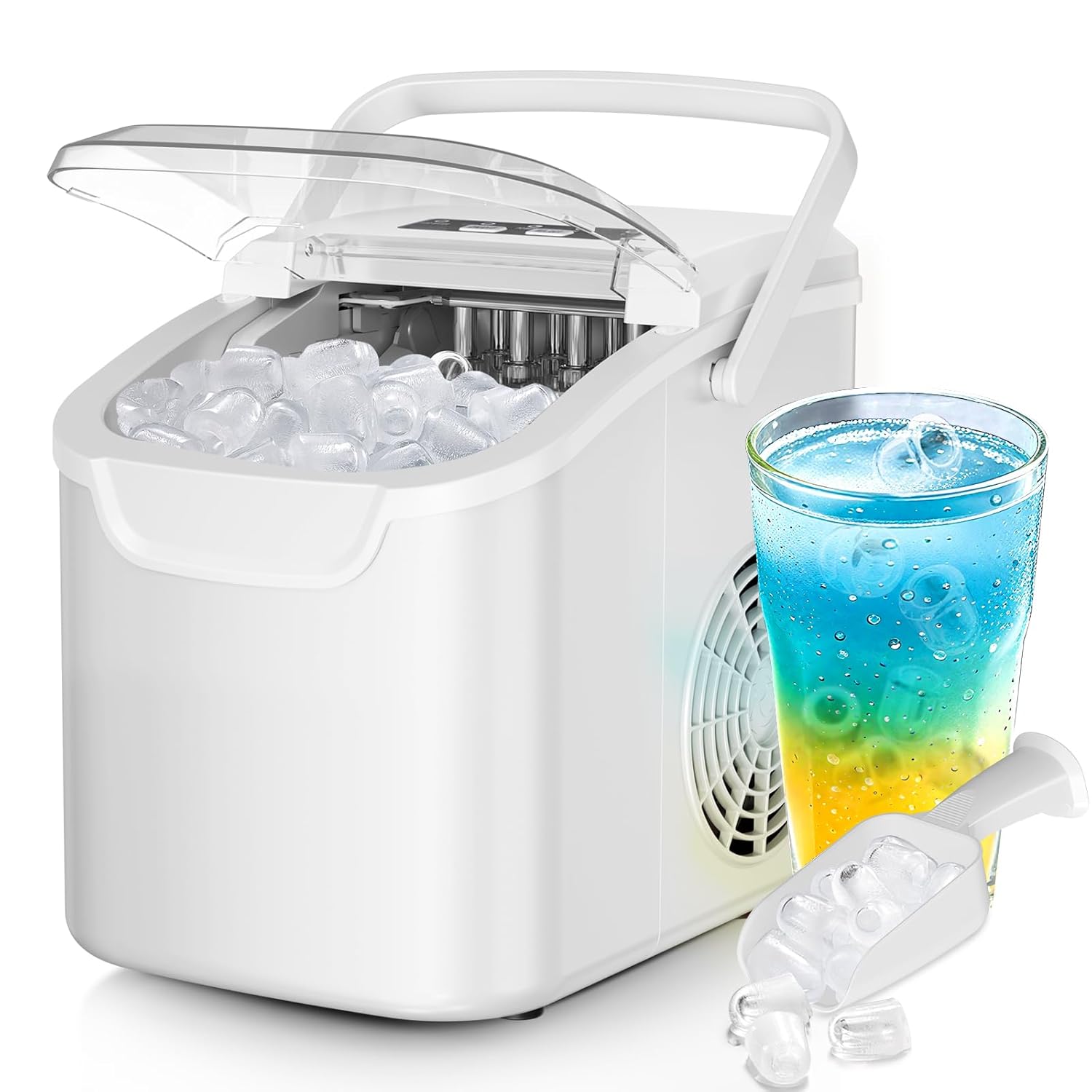 Portable Countertop Ice Maker with Self-Cleaning Functionality