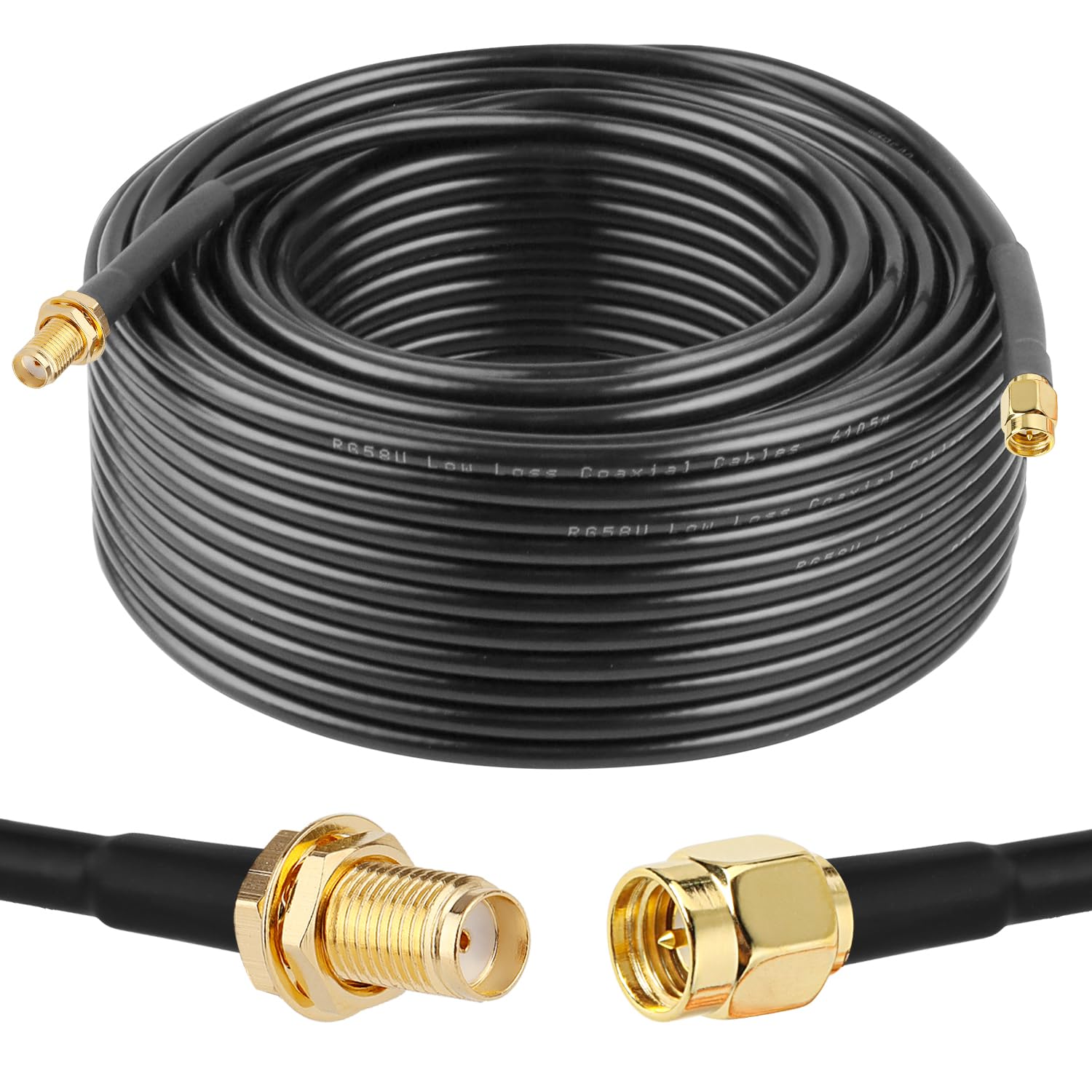100 FT RG58 SMA Extension Cable for SDR Antenna and Radio