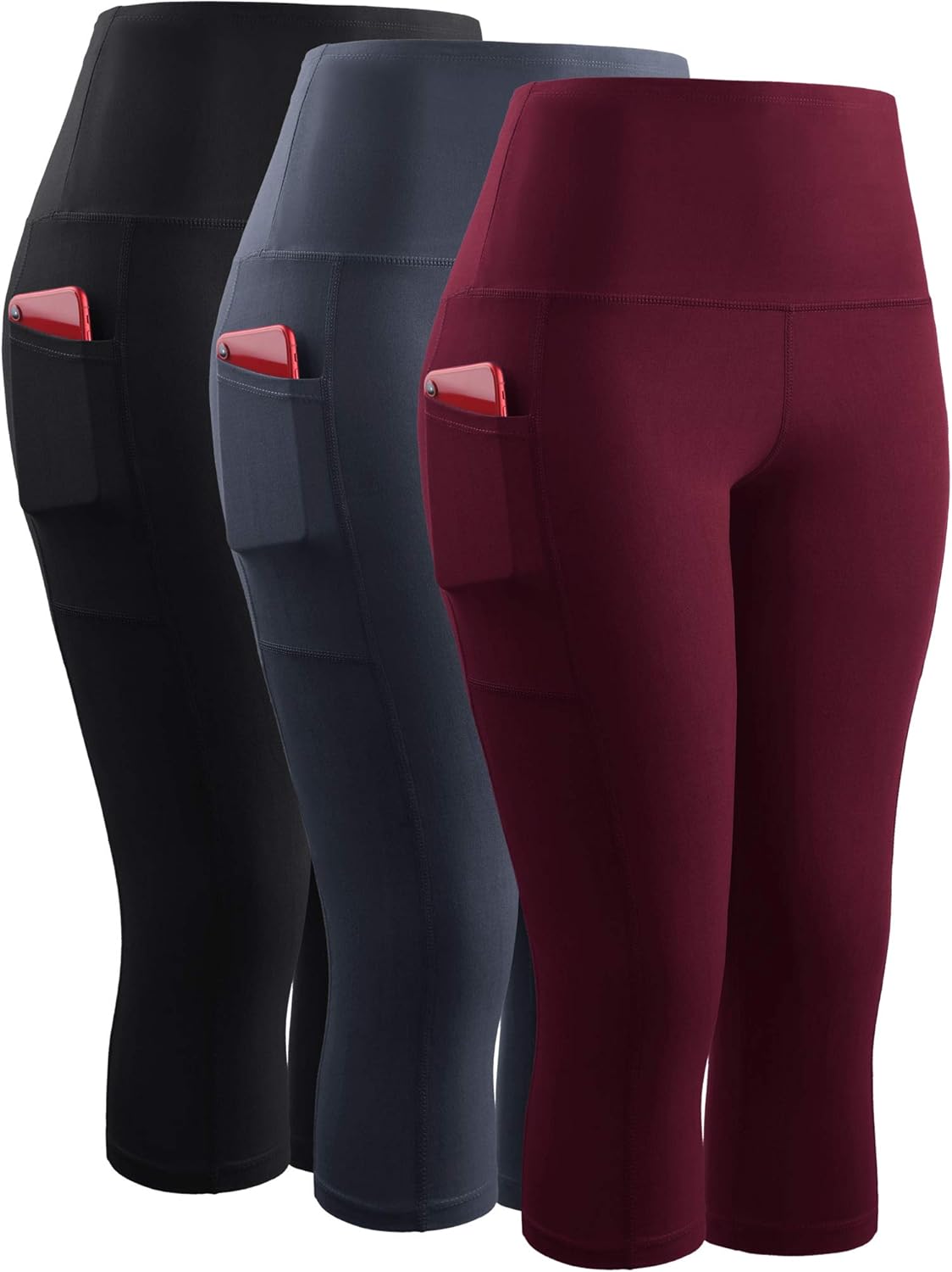 NELEUS Women's Yoga Running Capris with Tummy Control Design