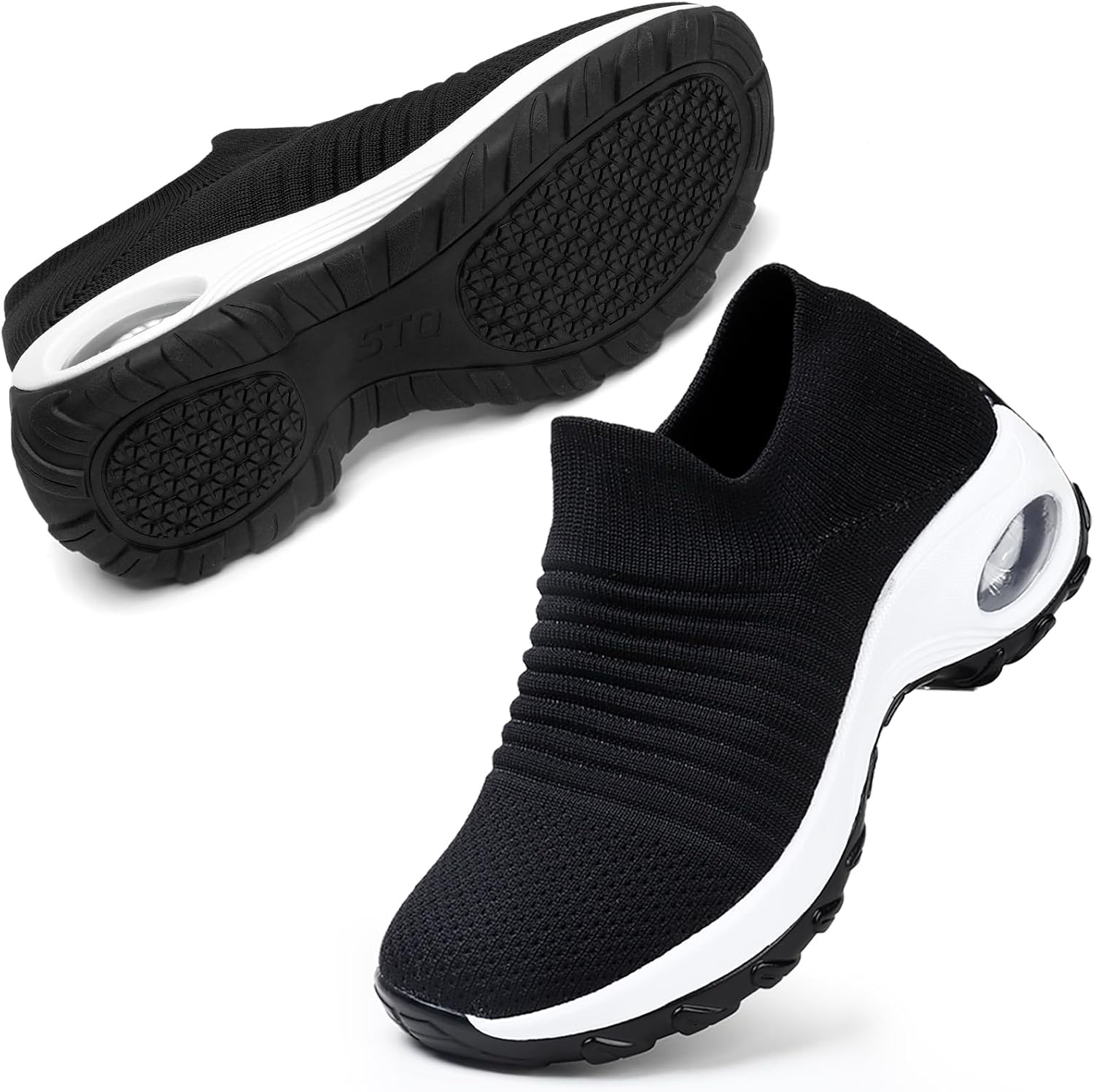 STQ Walking Shoes for Women: Slip On Sneakers with Arch Support