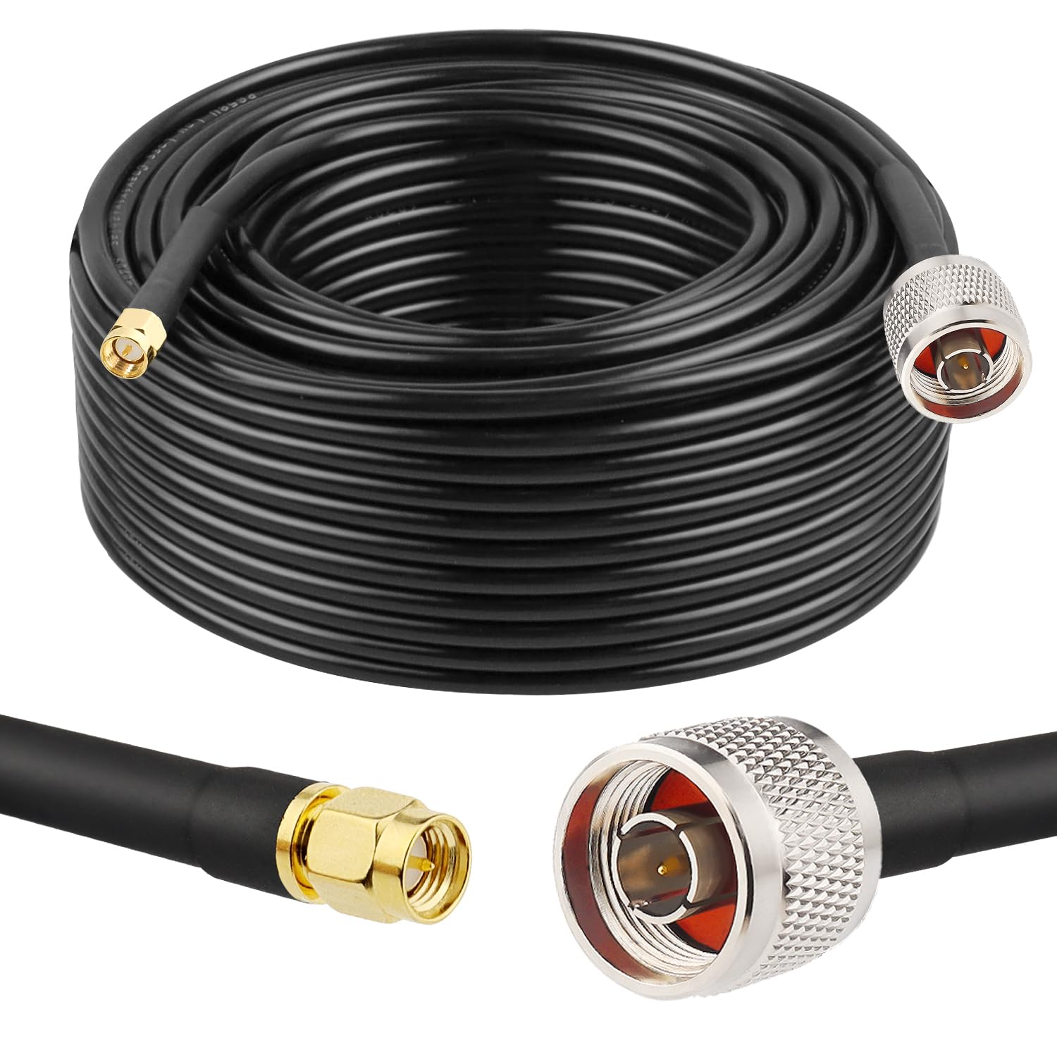 MOOKEER RG58 N Male to SMA Male Cable - 100FT Low Loss Signal