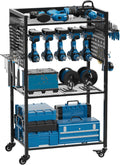 Utility Cart & Tool Organizer with 3-Tier Shelves - Rolling Workshop