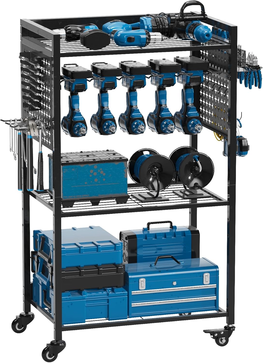 Utility Cart & Tool Organizer with 3-Tier Shelves for Garage