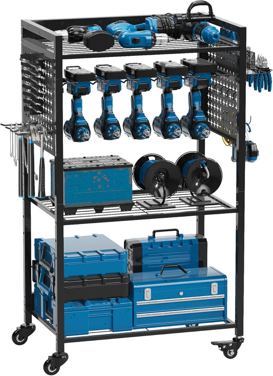 Utility Cart & Tool Organizer with 3-Tier Shelves for Garage