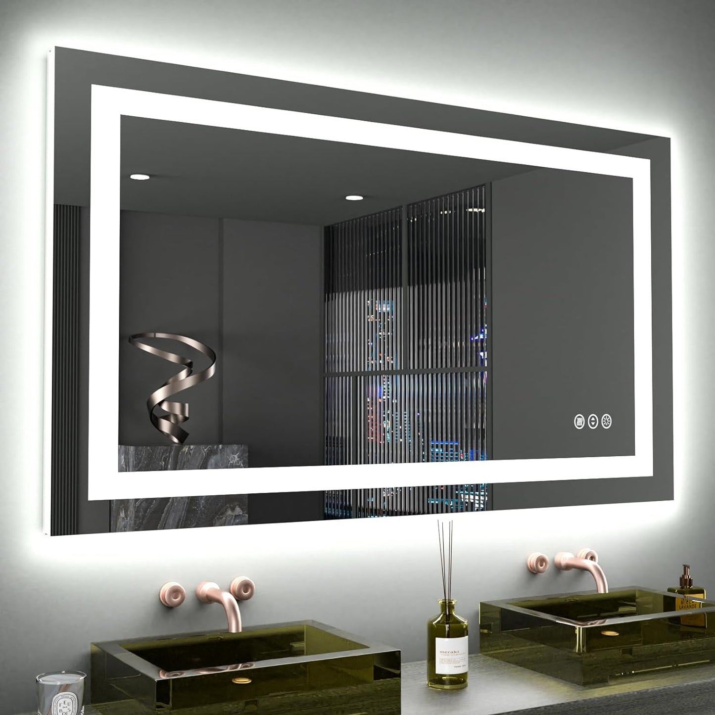 LOAAO 40X24 LED Bathroom Mirror with Lights and Anti-Fog Feature