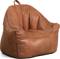 Big Joe Hug Bean Bag Chair, Tan Vegan Suede - Cozy Structured Comfort