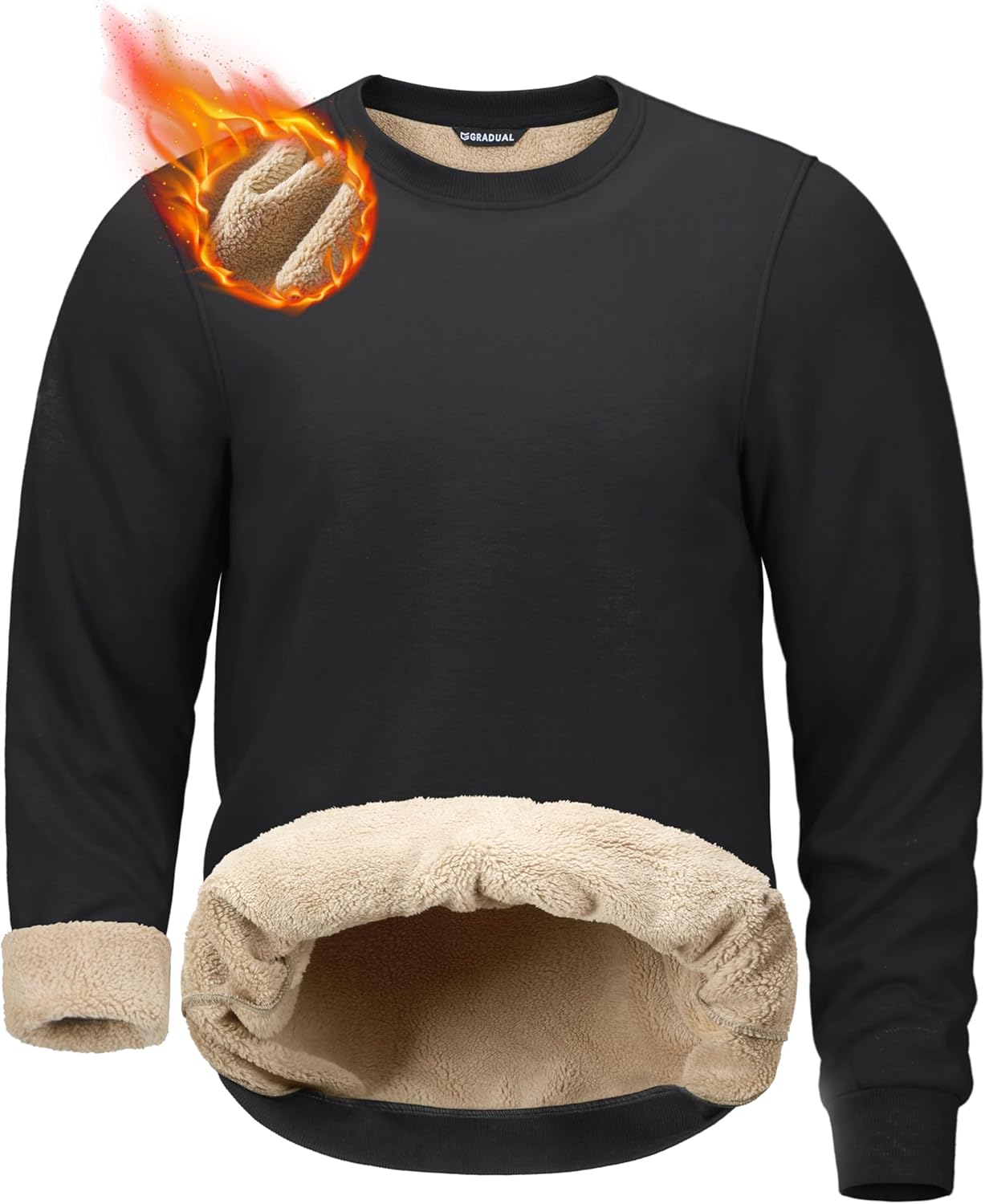 G Gradual Sherpa Lined Sweatshirts for Men - Warm Fleece Crewneck