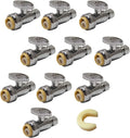 Pack of 10 EFIELD Push Fit 1/4 Turn Straight Stop Valves