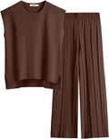Women 2 Piece Lounge Set Knit Sweater Vest and Wide Leg Pants - Summer