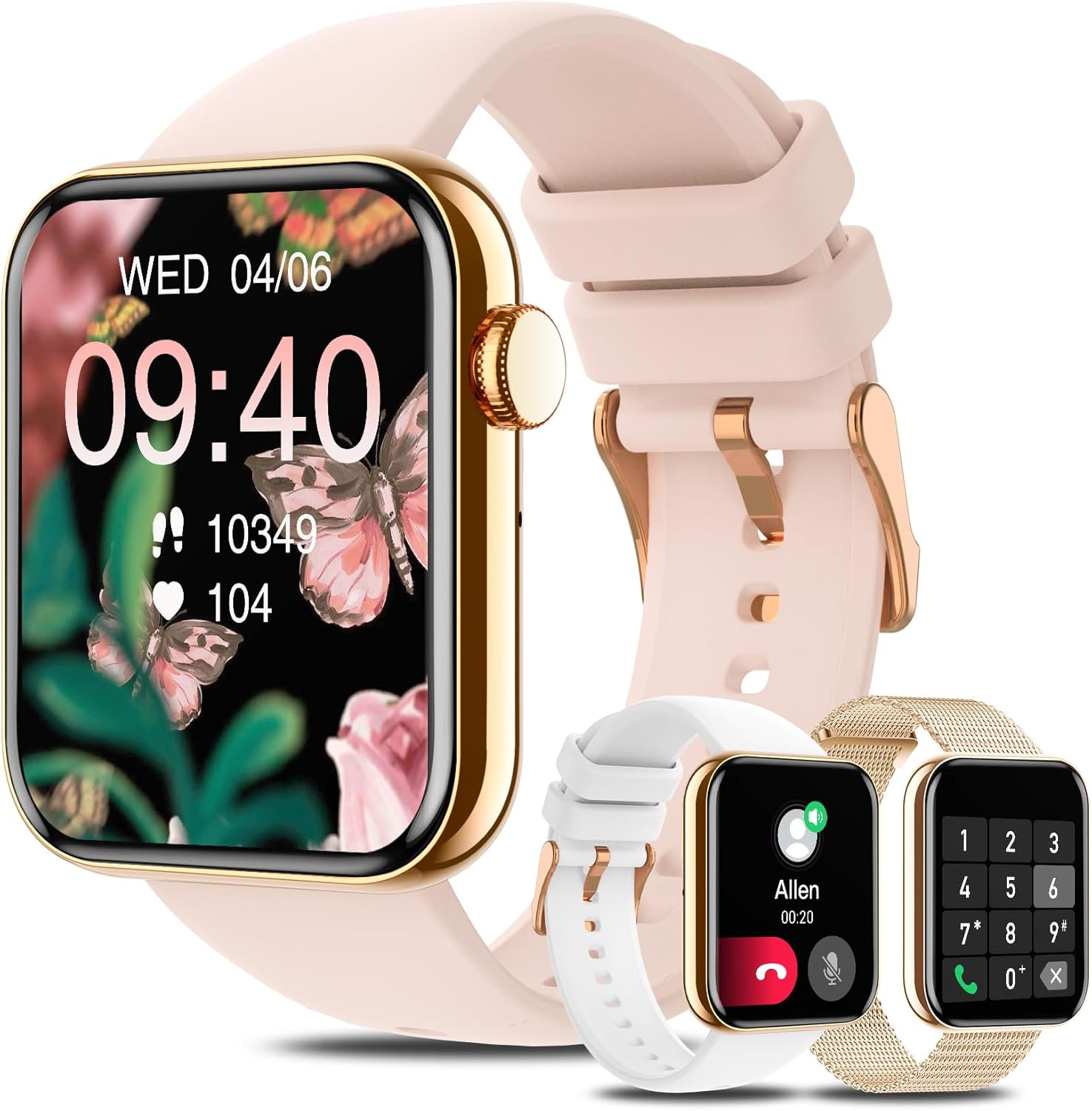 AI Voice Control Smartwatch for Women, 100+ Sport Modes, Pink