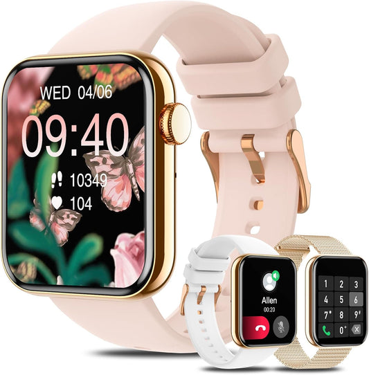 AI Voice Control Smartwatch for Women, 100+ Sport Modes, Pink