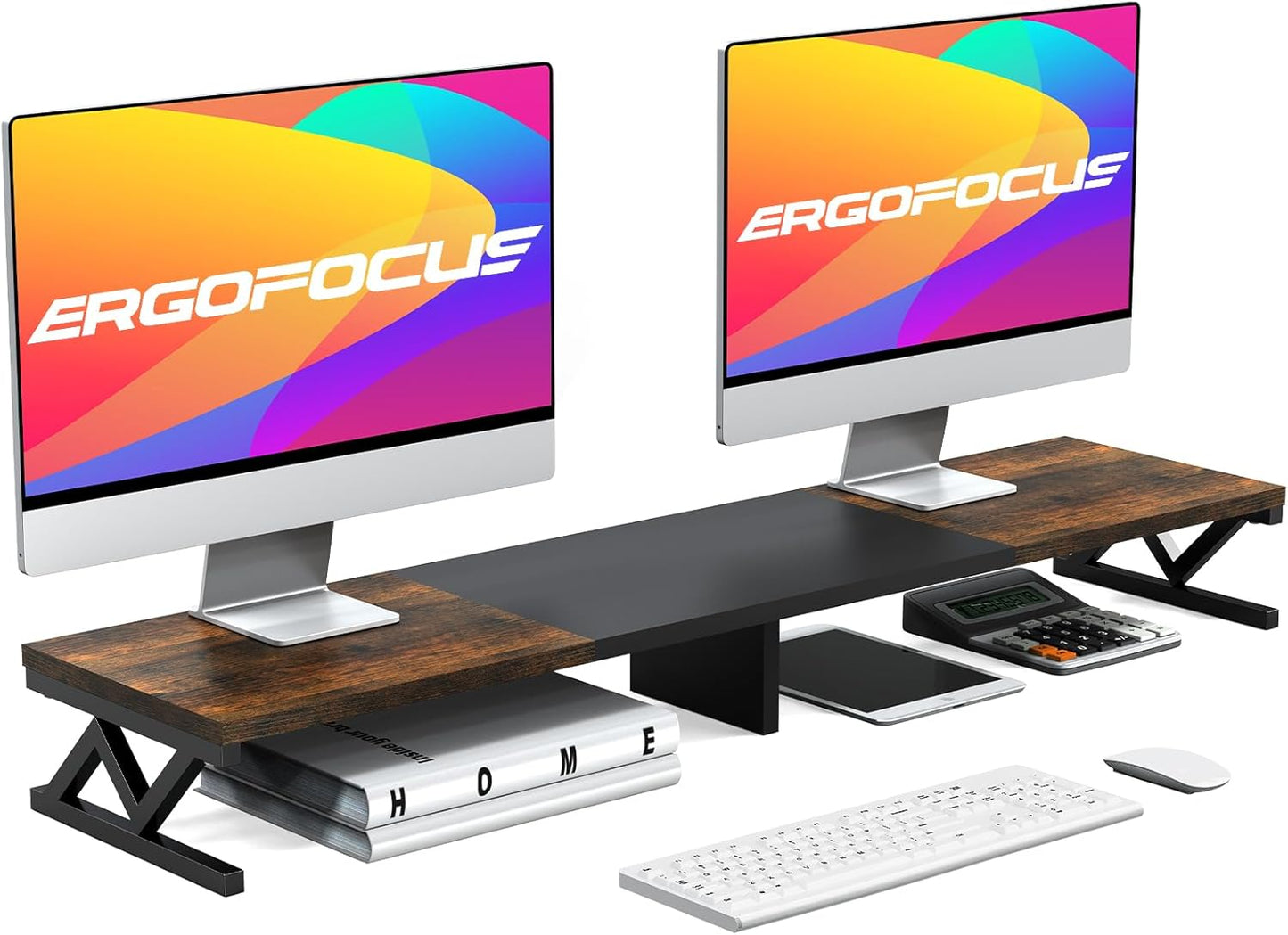 Sturdy Dual Monitor Riser with Storage - ErgoFocus