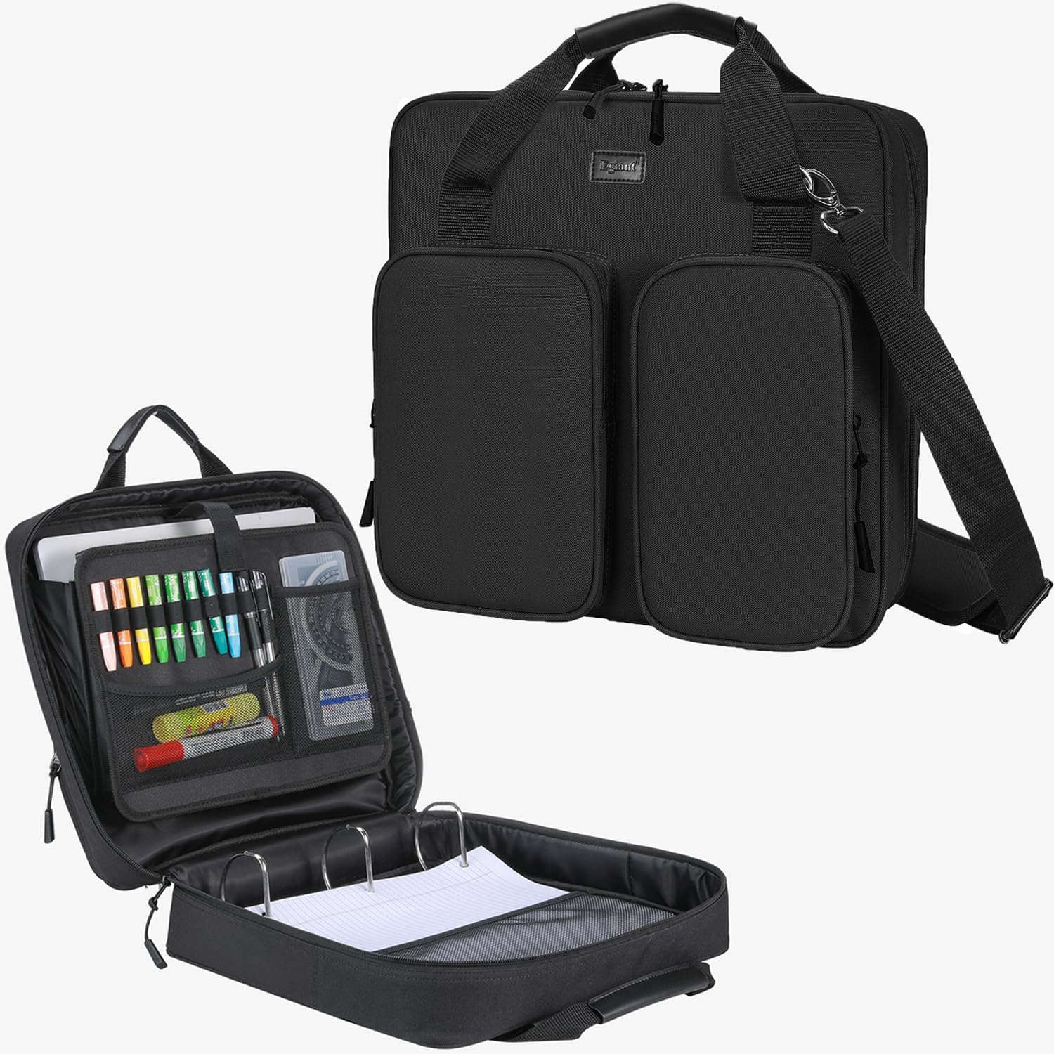 3 Inch Zipper Binder with Shoulder Strap & Multi-Pocket Design