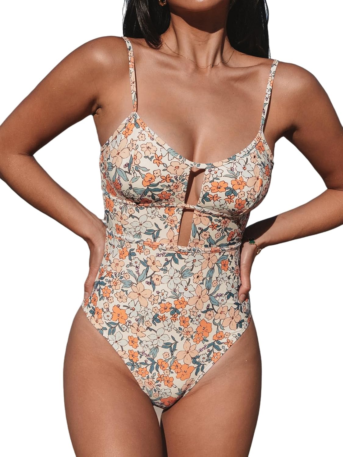 CUPSHE Women's One Piece Swimsuit with Scoop Neck and Cutout