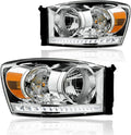 LED DRL Headlight Assembly for 2006-2009 Dodge Ram with Chrome Housing
