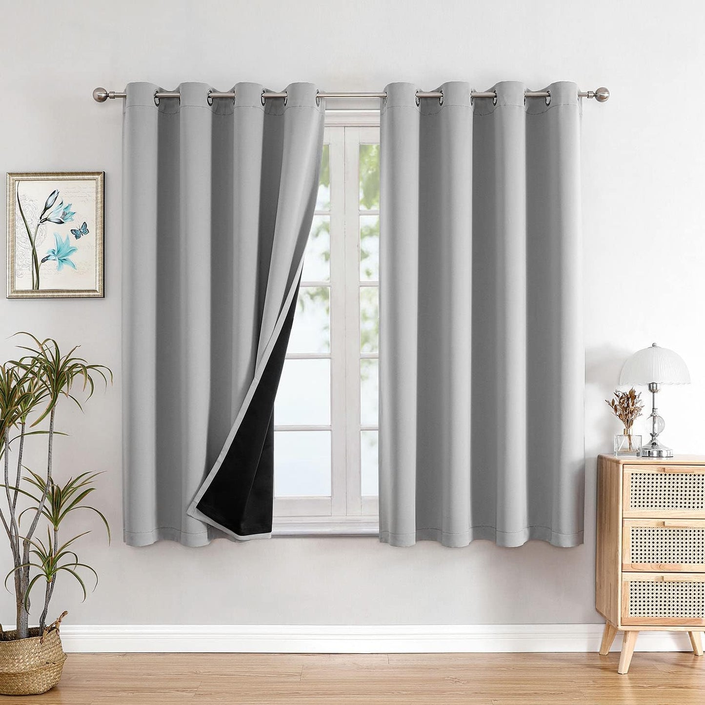 ChrisDowa 100% Blackout Curtains for Bedroom with Black Liner