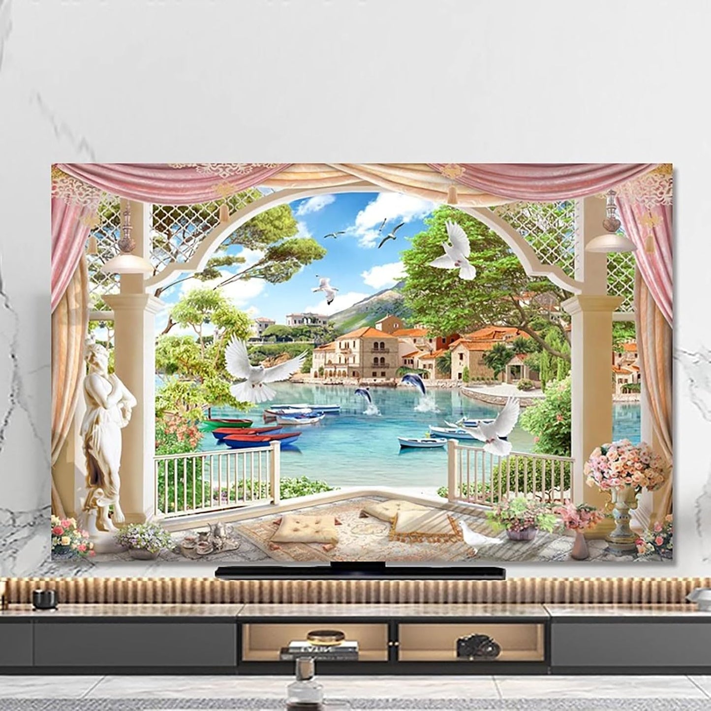 Art Printing TV Dust Cover for 32-85Inches Indoor TV Use