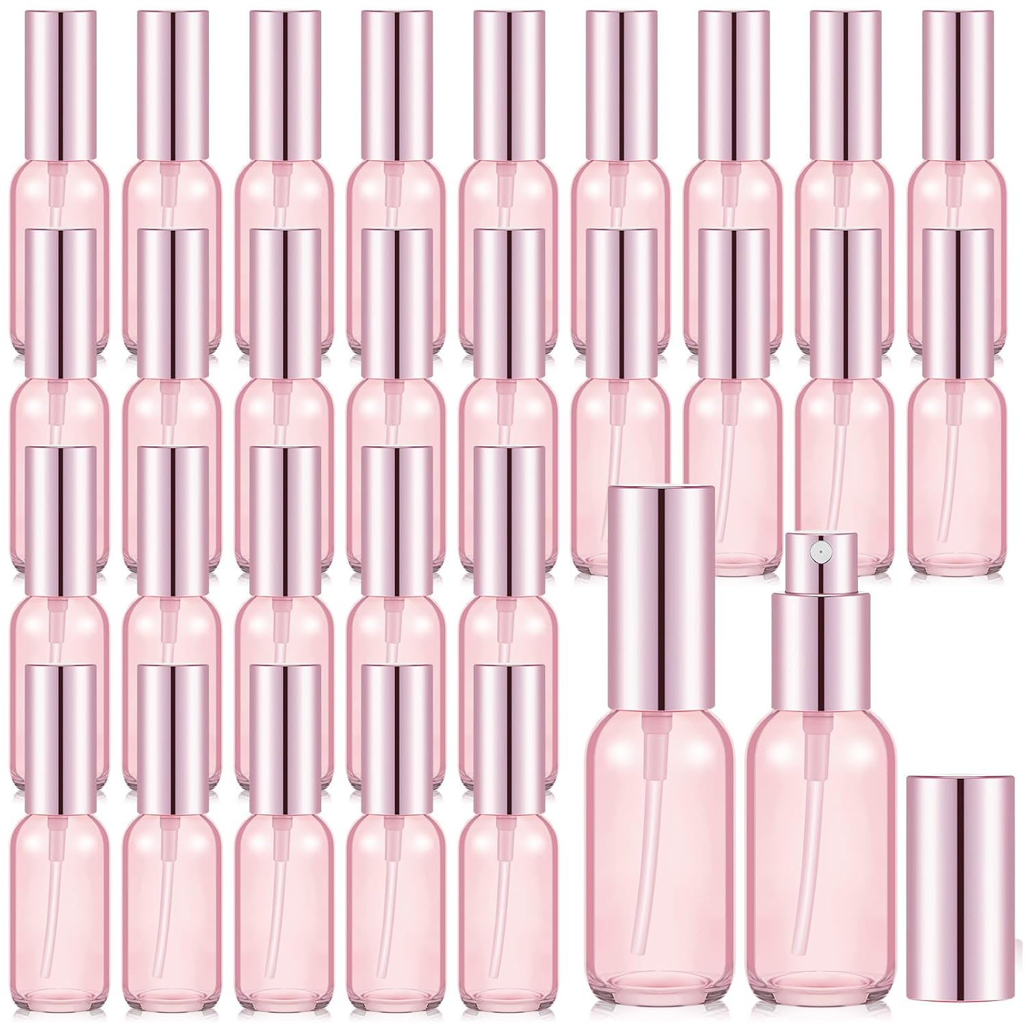 30 Pcs Pink Glass Spray Bottles for Perfume and Travel Use