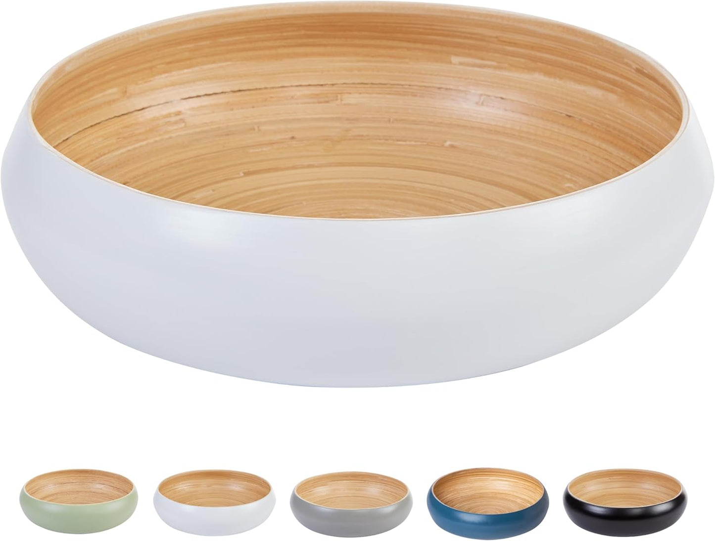 Spun Bamboo Fruit Bowl For Kitchen Counter - Large Decorative Bowl