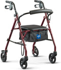Medline Steel Rollator Walker with Seat for Seniors and Mobility