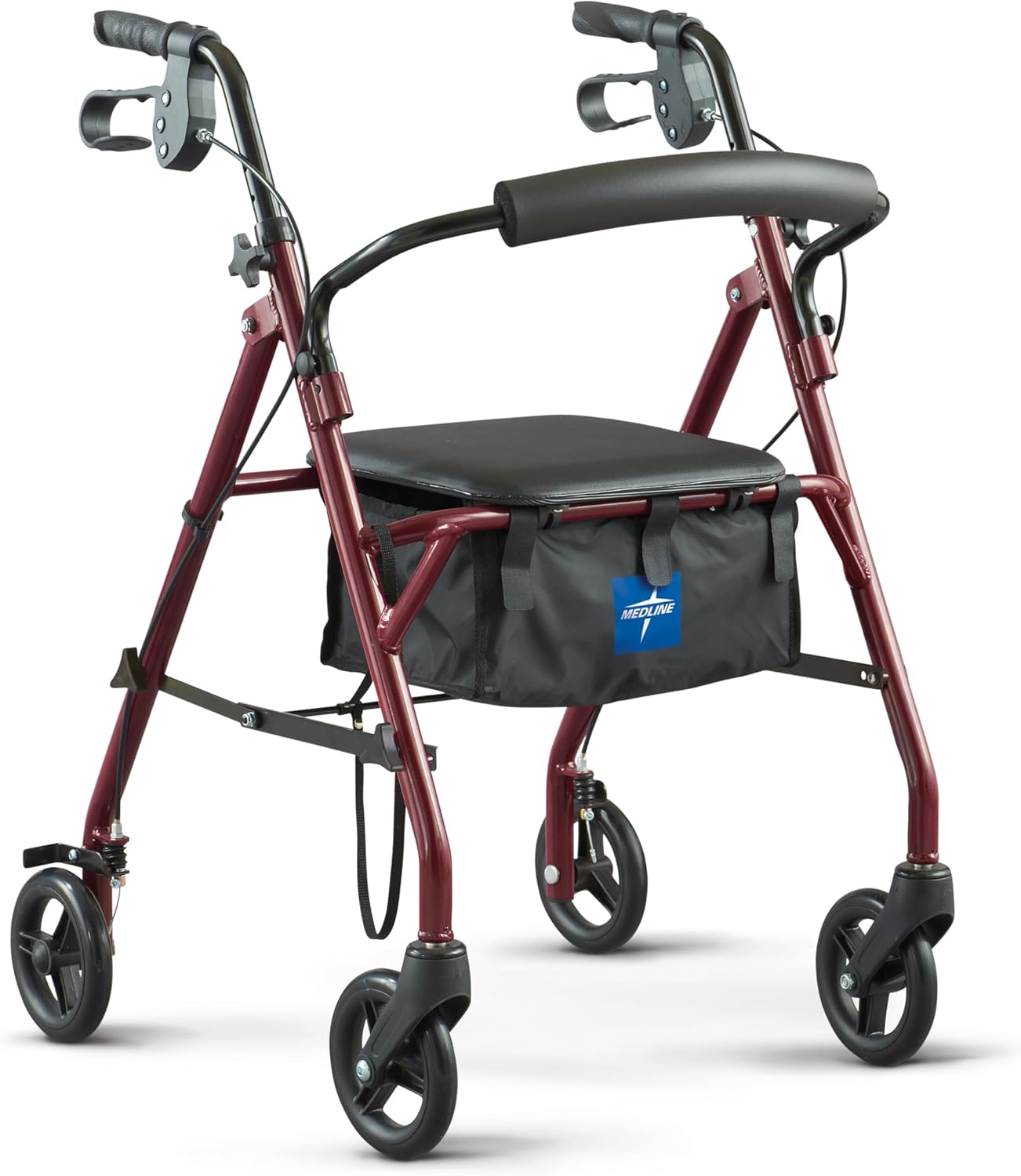 Medline Steel Rollator Walker with Seat for Seniors and Mobility
