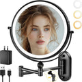 9 in Wall Mounted Lighted Makeup Mirror - Rechargeable 10X/1X