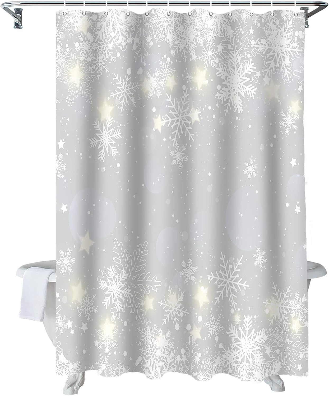 Snowflake Winter Shower Curtain Set by LooPoP
