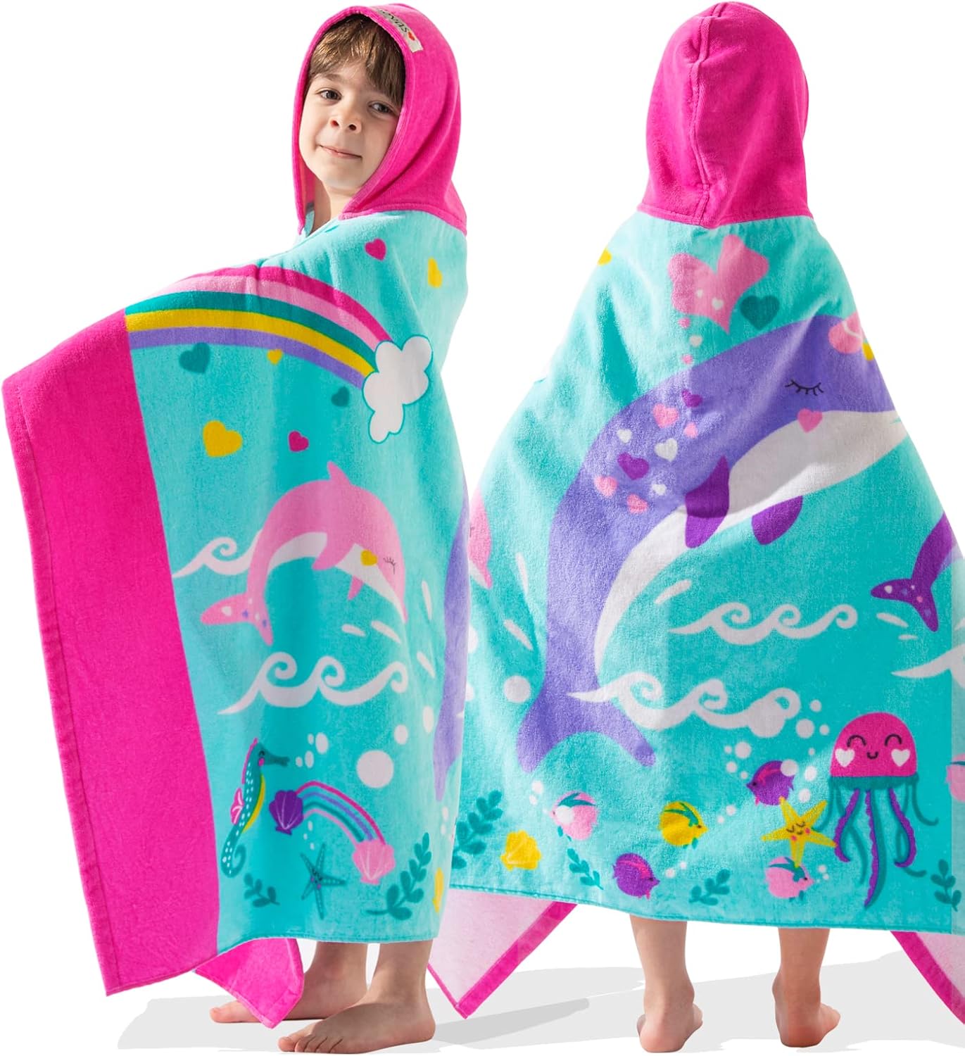 Kids Hooded Beach Towels - Soft Cotton Wrap for Ages 3-10
