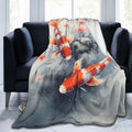 Koi Fish Throw Blanket Fluffy Fleece Throw - Lightweight Cozy Travel