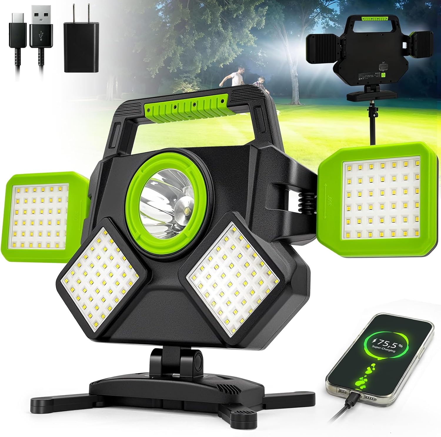 SYLSTAR 55W Rechargeable Work Light with 5000 Lumens Power
