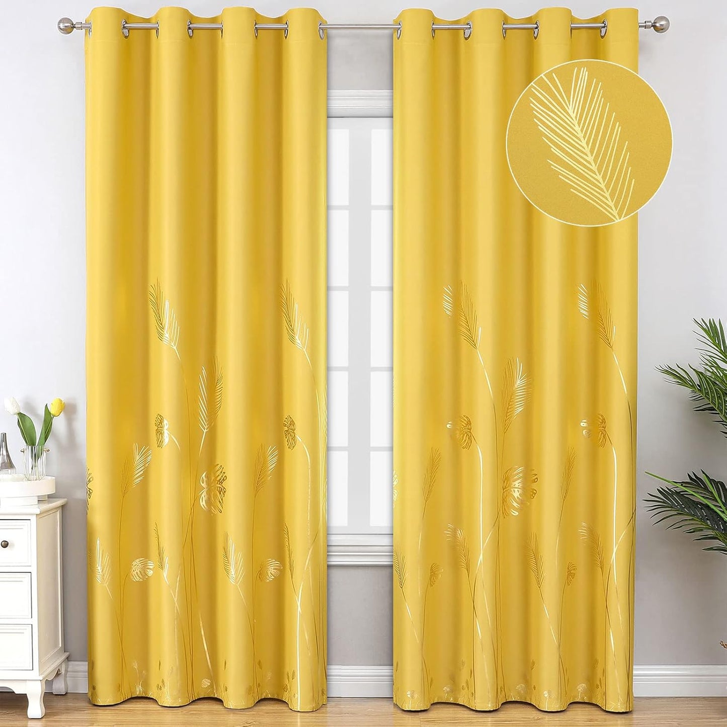 Estelar Textiler Yellow Blackout Curtains for Elegant Bedrooms