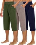 Women's 3-Pack Capri Sweatpants - Cozy Wide Leg Cropped Pants