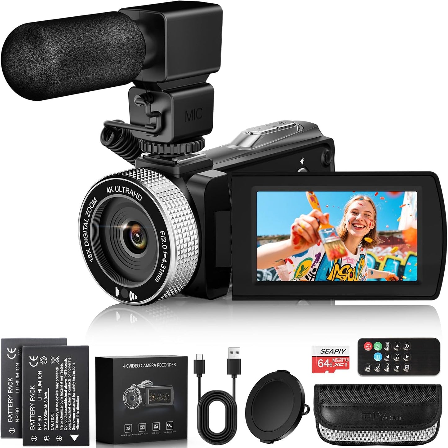 Dsoon 4K Ultra 48MP Vlogging Camera with 18X Digital Zoom