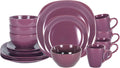 Stoneware Square 16pc Dinnerware Set Matte Purple - Modern Tableware