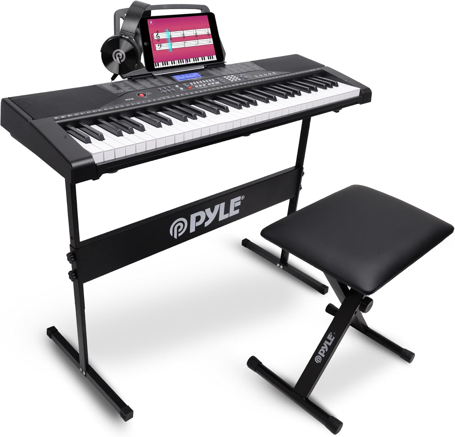 PYLE 61 Key Electric Keyboard Piano - Portable Karaoke Bundle