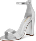 Women's 4-in Chunky High Heel Sandals with Ankle Strap