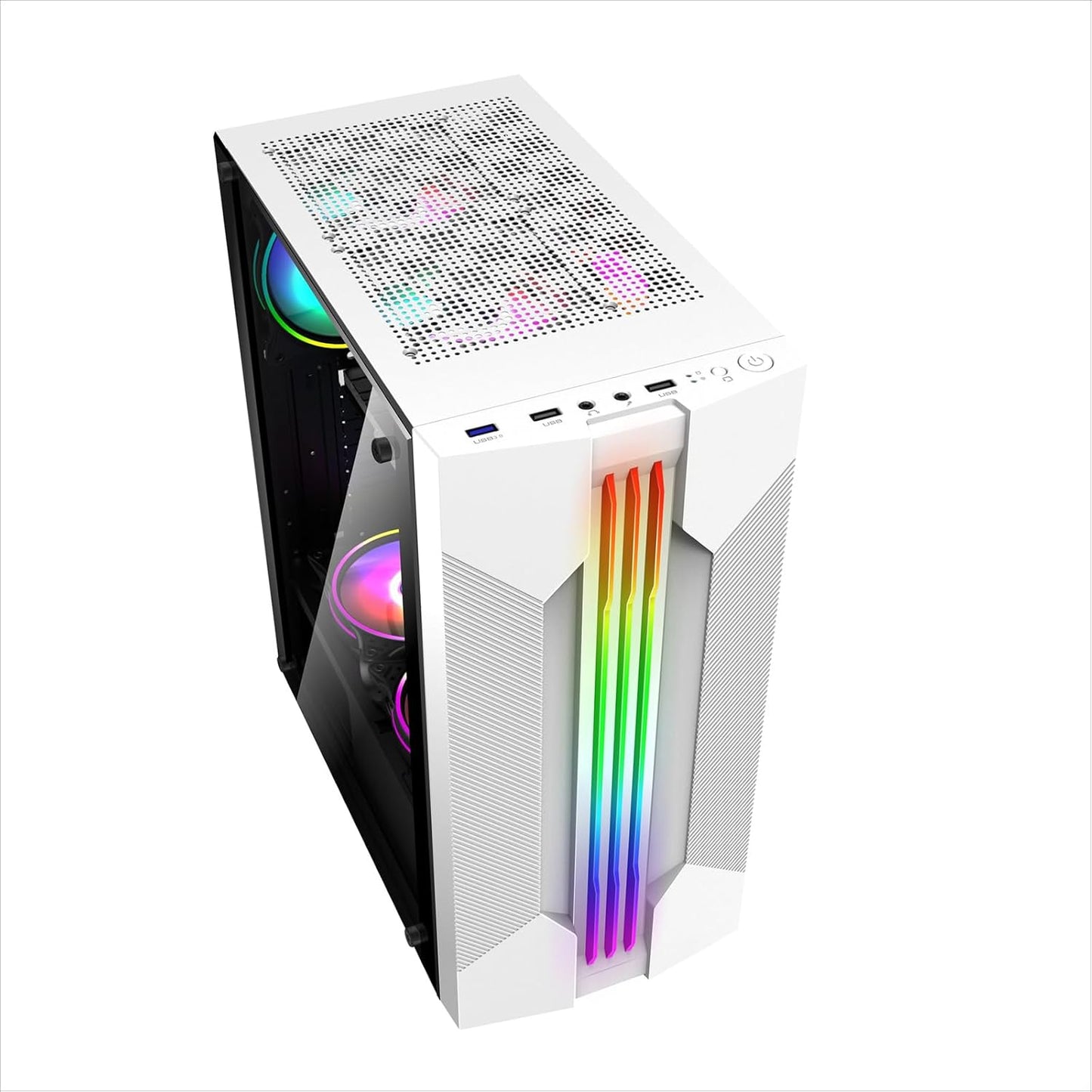 Mid-Tower PC Case with Tempered Glass for Gaming and Design