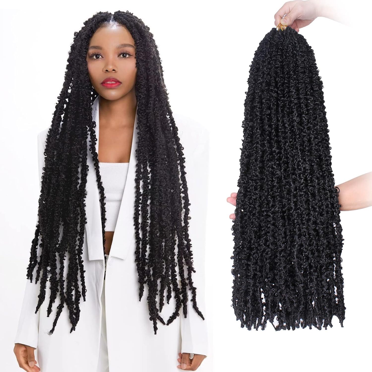 Butterfly Locs Crochet Hair 24 Inch Black Distressed Locs