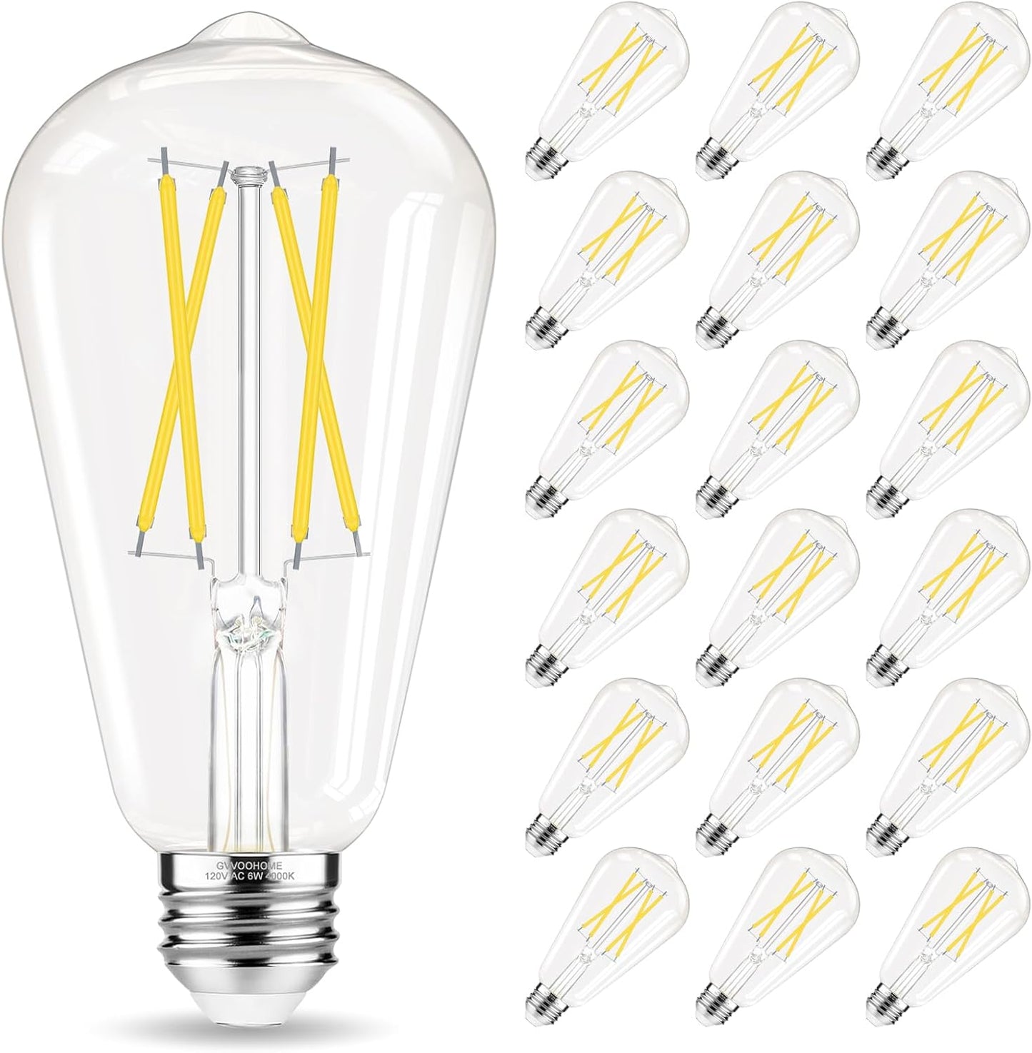 E26 Bulb Non-Dimmable Edison 60W Equivalent LED 18 Pack