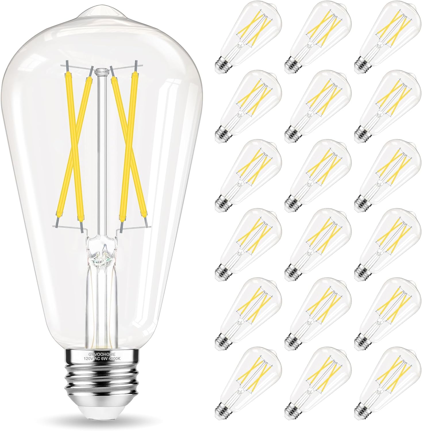 E26 Bulb Non-Dimmable Edison 60W Equivalent LED 18 Pack