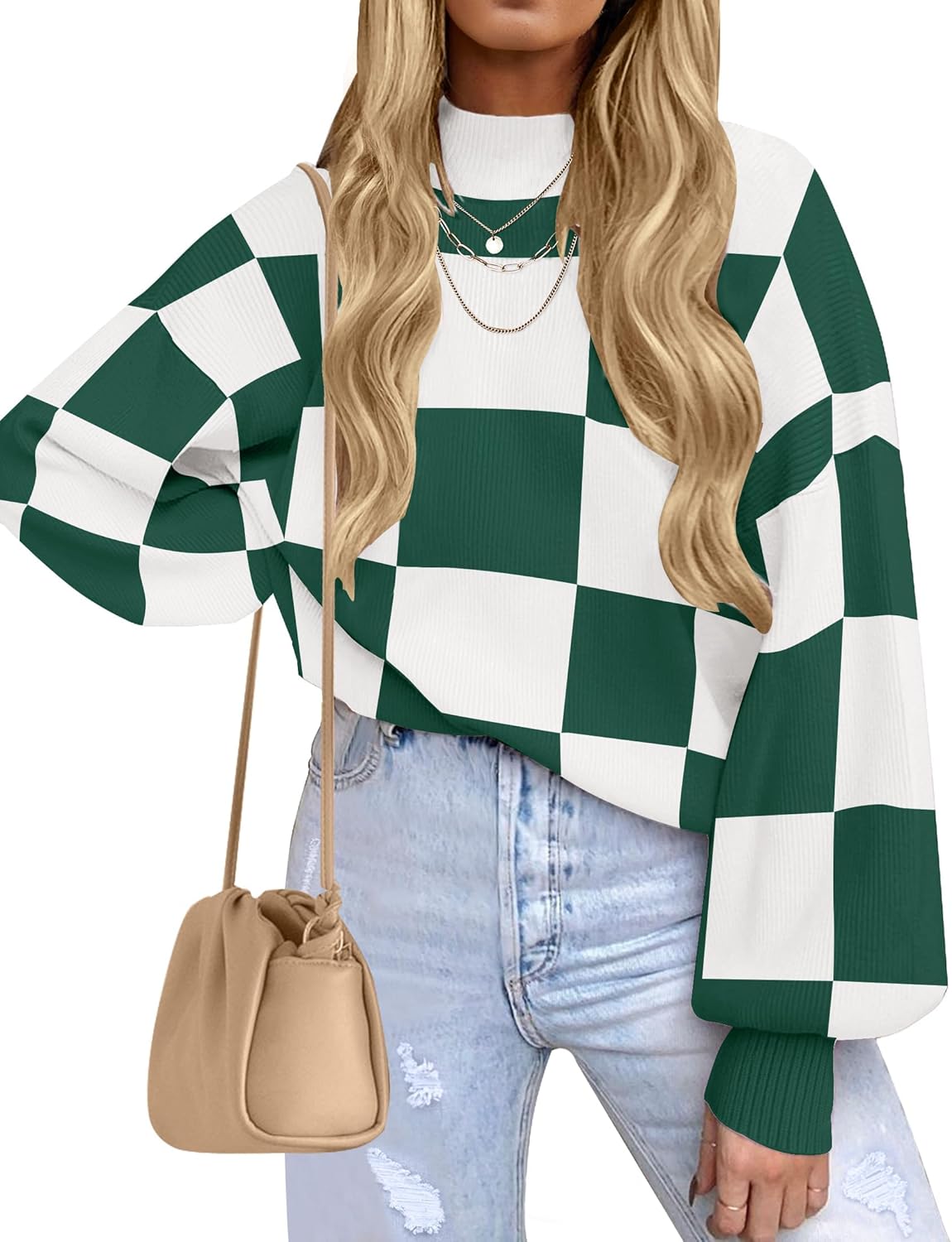 Stylish Turtleneck Long Sleeve Striped Pullover Sweater Tops