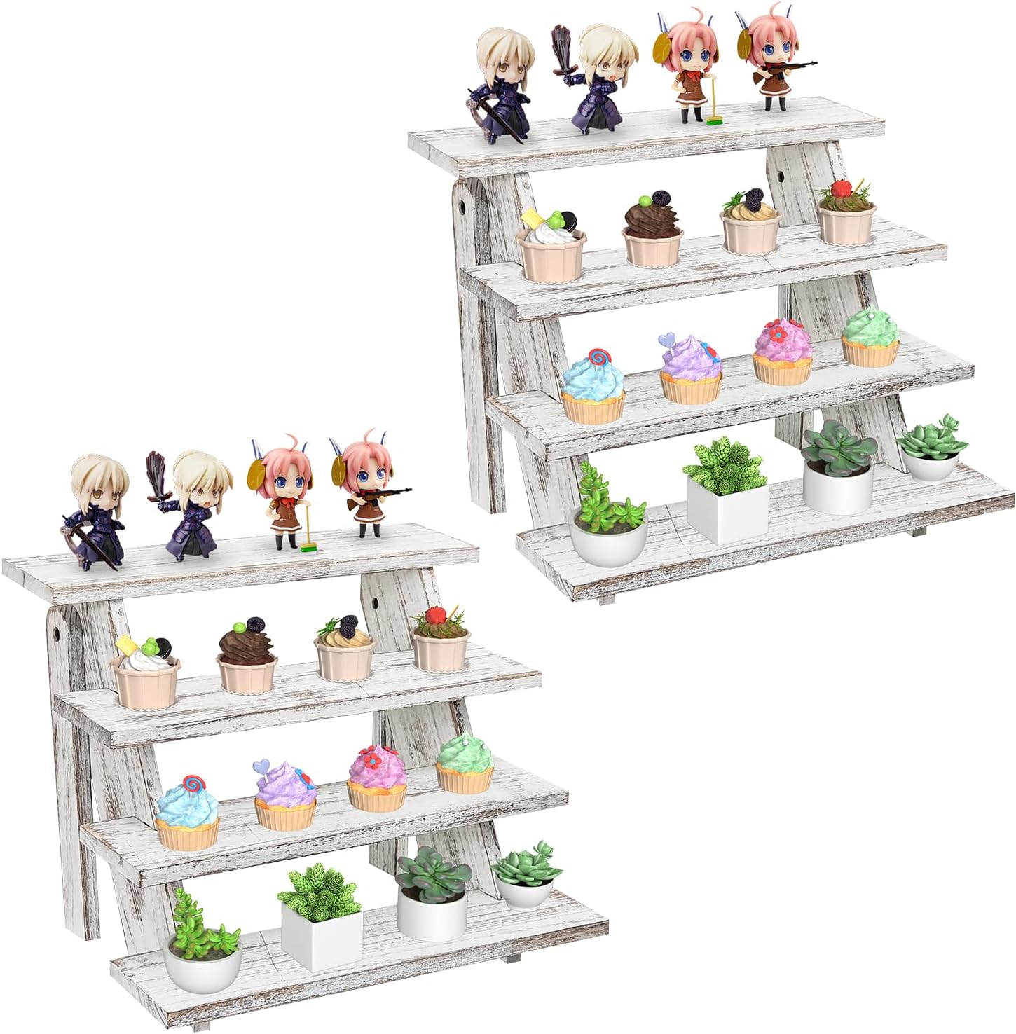 Wooden Cupcake Stand for 24 Cupcakes - Rustic 4 Tier Display